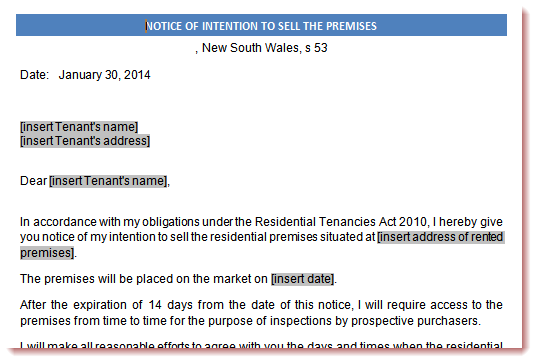 Notice to Sell house