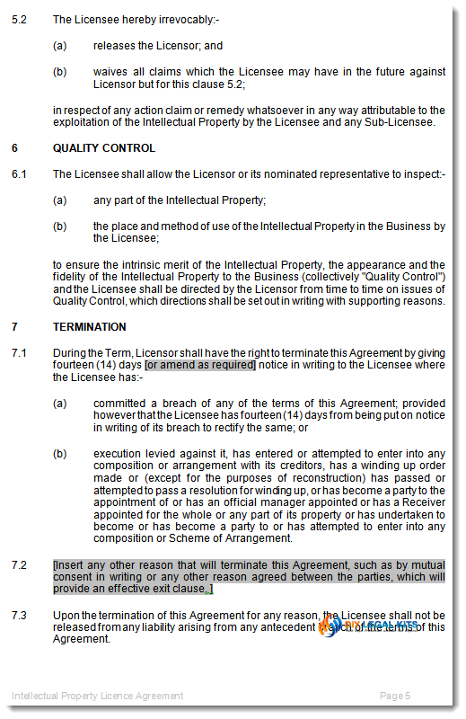 Sample page 2 Intellectual Property Licence Agreement Template 