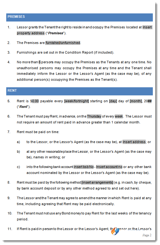 act lease agreement sample