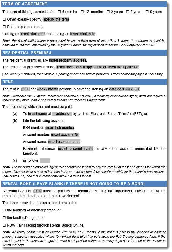 NSW tenancy agreement sample 2