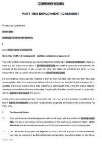 Parttime employment contract