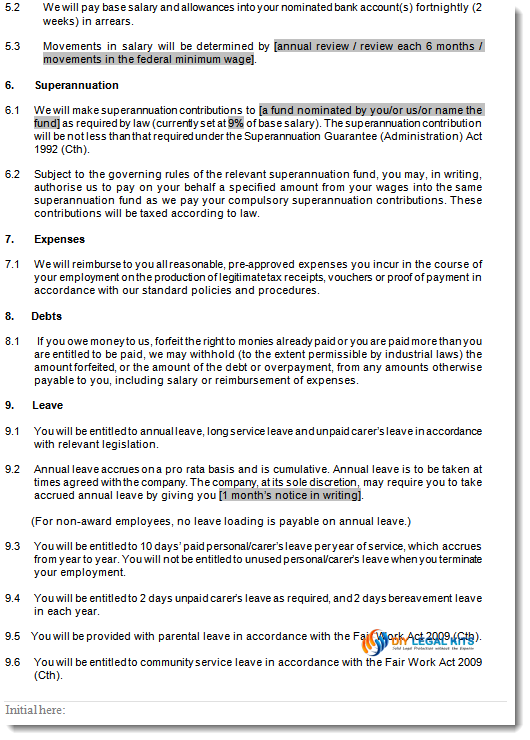 Permanent Part Time Employment Agreement Sample Document